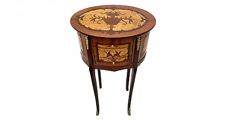 Κλασικό κομοδίνο Λουϊ Κένζ χειροποίητο με μαρκιτερί (0002A)