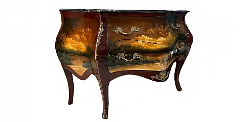 Κομότα εποχής με ελαιογραφία (0002) Έπιπλα Λουϊ Κένζ (Louis Kenz) 