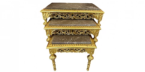 Μπαρόκ Τραπεζάκια ζιγκόν με Χρυσό Φινίρισμα και Μάρμαρο (1531B)