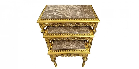 Μπαρόκ Τραπεζάκια ζιγκόν με Χρυσό Φινίρισμα και Μάρμαρο (1532A)