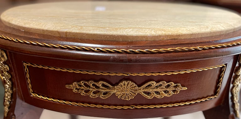 Κλασικό τραπεζάκι οβάλ με μάρμαρο (1498-A) ΤΡΑΠΕΖΑΚΙΑ ΛΑΜΠΑΣ Louis XV