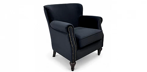 Πολυθρόνα σαλονιού σε μαύρο βελούδο (1429)