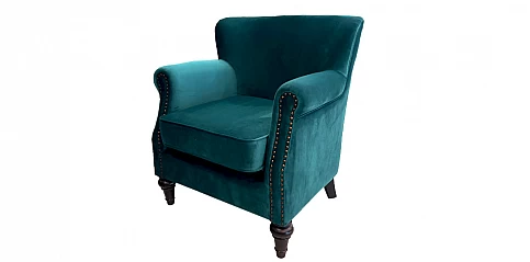 Πολυθρόνα σαλονιού σε πετρόλ βελούδο (1463)