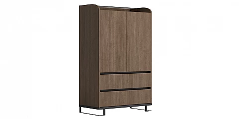 Μοντέρνα Κομότα με Συρτάρια & Ντουλάπι HEXAGON σε Μελί Απόχρωση (HEXA)