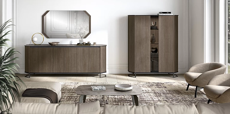 Μοντέρνα βιτρίνα Μονή HEXAGON σε Μελί Απόχρωση (HEXA) ΒΙΤΡΙΝΑ