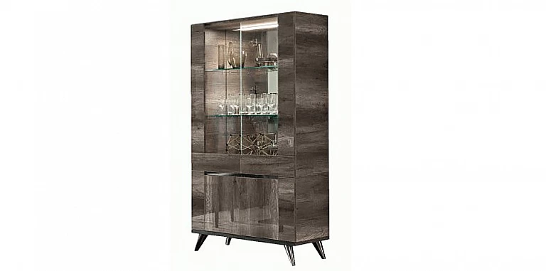 Μοντέρνα βιτρίνα σε Απόχρωση Vintage δρυός MEDEA (MEDE) - Γυαλιστερή Όψη ΒΙΤΡΙΝΑ