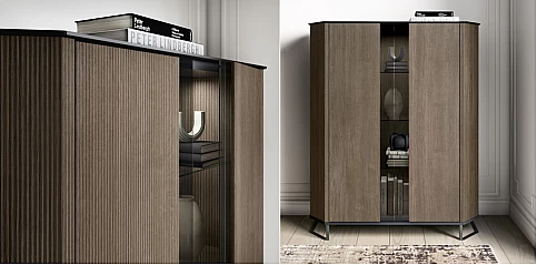 Μοντέρνα βιτρίνα Ψηλή HEXAGON σε Μελί Απόχρωση (HEXA)