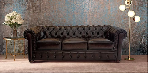 Τριθέσιος δερμάτινος καναπές (58K3)