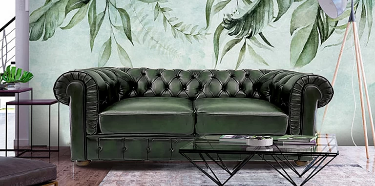 Δερμάτινος Καναπές Διθέσιος Αντικέ Δέρμα (58P2)