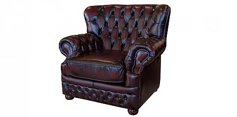 Πολυθρόνα καπιτονέ σε μπορντό δέρμα (290B)