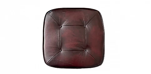 Σκαμπό δερμάτινο τετράγωνο - Μπορντώ παλαιωμένο (002B)