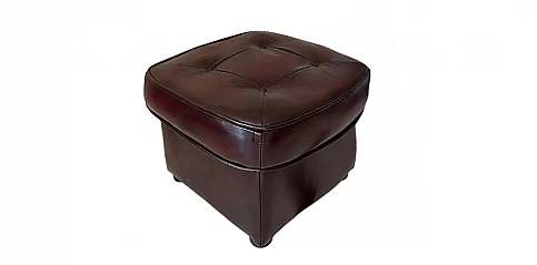 Σκαμπό δερμάτινο τετράγωνο - Μπορντώ παλαιωμένο (002B)