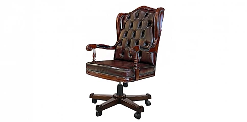 Πολυθρόνα γραφείου καφέ δέρμα (210K)