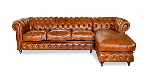 Γωνιακός δερμάτινος καναπές (041R)