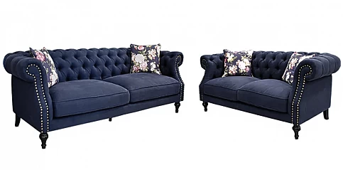 Σαλόνι λινό (3και2) τύπου Chesterfield (6373,6372)