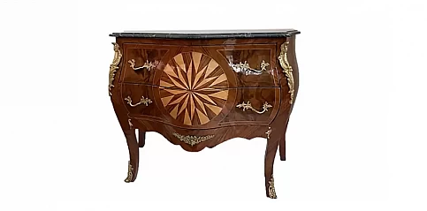 Κομότα με δύο συρτάρια και μπρούτζινα διακοσμητικά (1029) Έπιπλα Λουϊ Κένζ