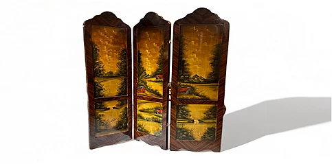 Παραβάν ξύλινο με Χειροποίητη Ζωγραφική-Έπιπλο Εποχής Louis Quinze