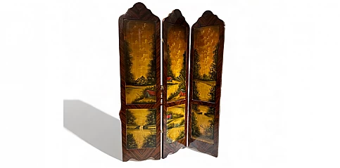 Παραβάν ξύλινο με Χειροποίητη Ζωγραφική-Έπιπλο Εποχής Louis Quinze