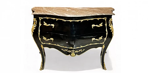 Κλασικό έπιπλο-Κομότα Λουϊ Κένζ (Louis Kenz) μαύρη λάκα (3001)