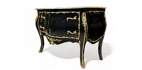 Κλασικό έπιπλο-Κομότα Λουϊ Κένζ (Louis Kenz) μαύρη λάκα (3001)