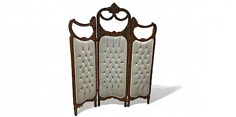 Παραβάν κλασικό με σκάλισμα και βελούδο (1001)-Έπιπλο Εποχής Louis Quinze