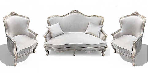 Σετ Καθιστικού Louis XV με Ξυλόγλυπτα Μοτίβα (M010)