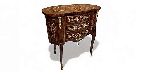 Κλασικό Κομοδίνο Louis Kenz - Χειροποίητο με Μαρκετερί  (0003)