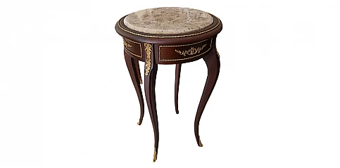 Στρογγυλό τραπεζάκι με μάρμαρο (0004-B) 