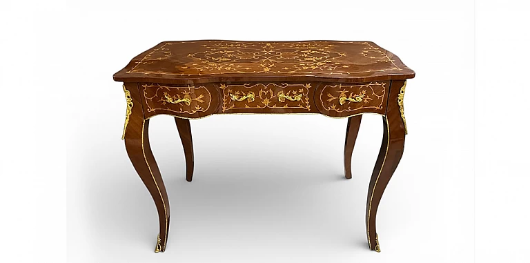 Κλασικό Γραφείο Louis XV με Μαρκετερί & Κυρτά Πόδια – Γαλλικό Στυλ (1511)