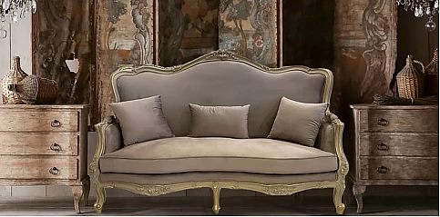 Διθέσιος Καναπές Louis XV με Ξυλόγλυπτα Μοτίβα (M010)