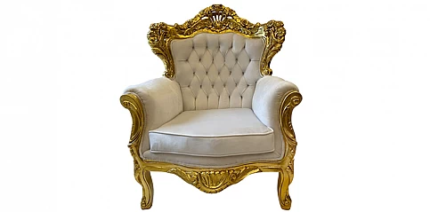 Λουϊ Κένζ πολυθρόνα σκαλιστή με χρυσό φινίρισμα (0002G-E)