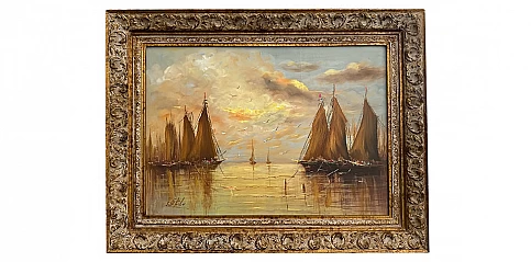 Διακοσμητικός πίνακας σε χρυσή κορνίζα "ΠΛΟΙΑ" (0045)