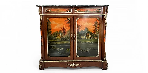 Χειροποίητο μπαγιού με ελαιογραφία στυλ Louis Quinze- Έπιπλο εποχής