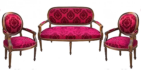 Κλασικό σαλονάκι Λουί Κένζ στυλ μπορντώ (1002)