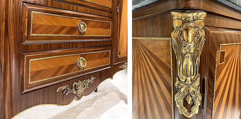 Κλασικός μπουφές με μάρμαρο Λουί Κένζ στυλ (1509)  ΜΠΑΓΙΟΥ Louis XV