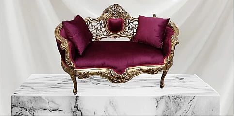 Καναπές Στυλ Louis Quinze με Βελούδινη Επένδυση (0006)