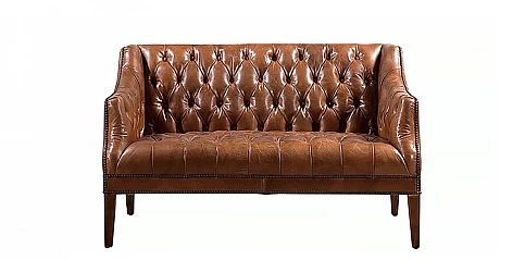 Διθέσιος καναπές δερμάτινος καφέ (3292)