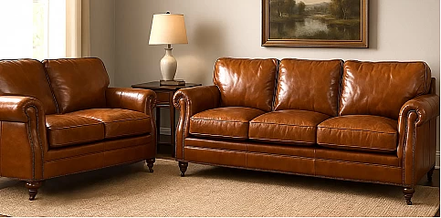 Σαλόνι 3θέσιο & 2θέσιο σε γνήσιο δέρμα Buffalo (3083,3082)