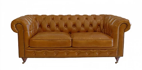 Διθέσιος Δερμάτινος Καναπές Chesterfield με Μοντέρνο Στυλ (GD992)