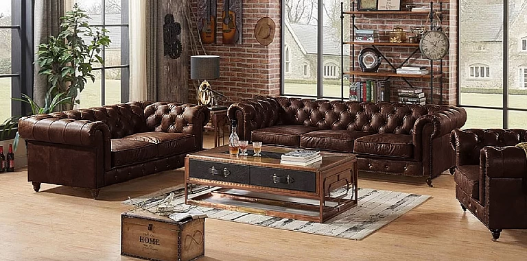 Σετ Chesterfield καναπέδες 3.5θέσιος + 2.5θέσιος (FG192,FG193) ΣΑΛΟΝΙΑ ΓΡΑΦΕΙΟΥ ΔΕΡΜΑΤΙΝΑ