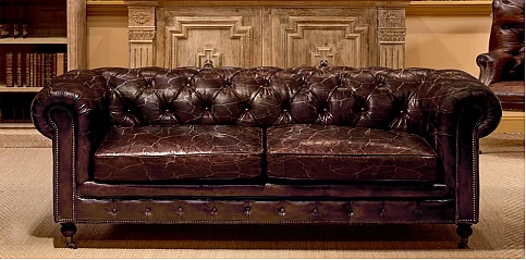 Καναπές δερμάτινος με παλαίωση (092K)