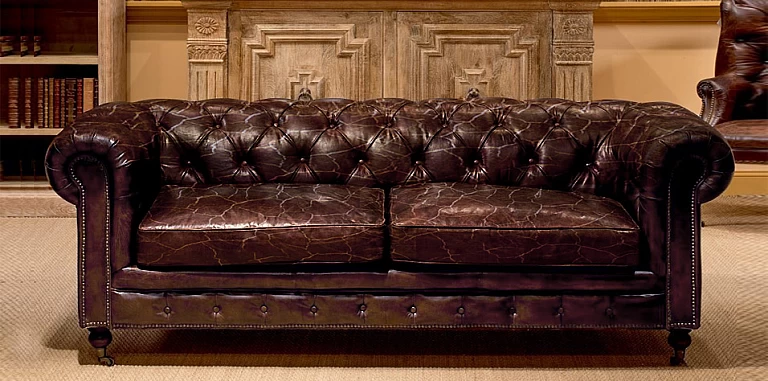 Καναπές δερμάτινος με παλαίωση (092K)-ΣΑΛΟΝΙΑ ΓΡΑΦΕΙΟΥ ΔΕΡΜΑΤΙΝΑ