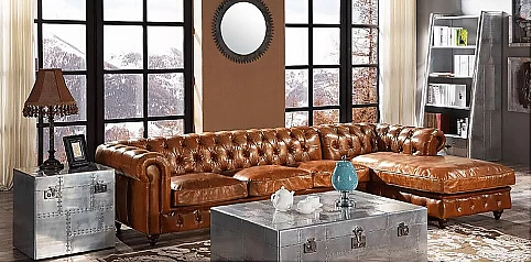 Γωνιακός δερμάτινος καναπές (041R)