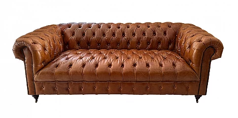 Δερμάτινος Chesterfield τριθέσιος καναπές (0473)