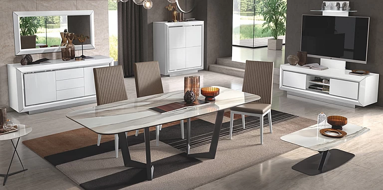 Τραπέζι τραπεζαρίας με κεραμικό top ELITE BIANCO (ELCT24)-ΤΡΑΠΕΖΙ ΤΡΑΠΕΖΑΡΙΑΣ