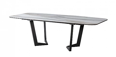 Τραπέζι τραπεζαρίας με κεραμικό top ELITE BIANCO (ELCT24)