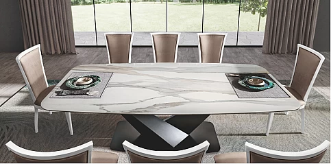 Τραπέζι τραπεζαρίας με κεραμικό top ELITE BIANCO (ELIC20)