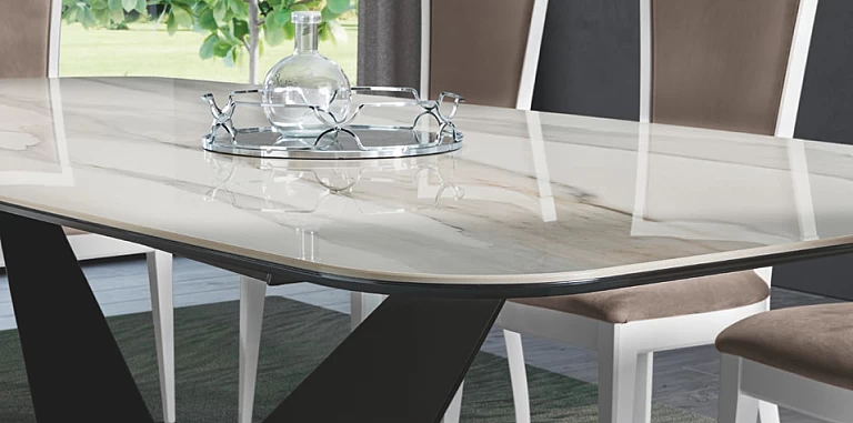 Τραπέζι τραπεζαρίας με κεραμικό top ELITE BIANCO (ELCT24)-ΤΡΑΠΕΖΙ ΤΡΑΠΕΖΑΡΙΑΣ