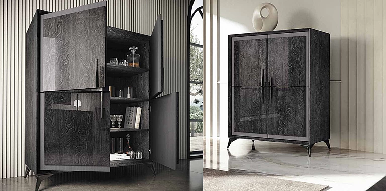 Δίφυλλος ψηλός μπουφές μοντέρνος KRYSTAL (KRYS2) ΜΠΟΥΦΕΣ