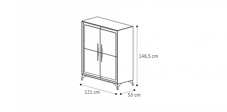 Δίφυλλος ψηλός μπουφές μοντέρνος KRYSTAL (KRYS2) ΜΠΟΥΦΕΣ